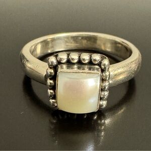 Silpada Sterling Silver Button Frame Pearl Ring